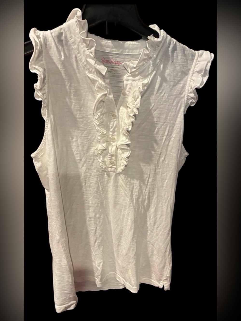 Lilly Pulitzer white large ruffle top